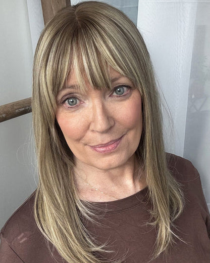 Human Hair Topper with Bangs | Hair Piece for Thinning Hair