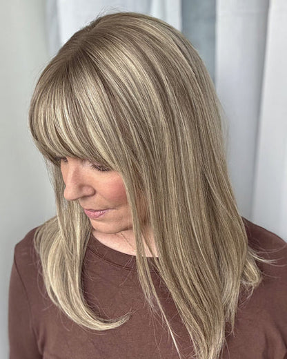 Human Hair Topper with Bangs | Hair Piece for Thinning Hair