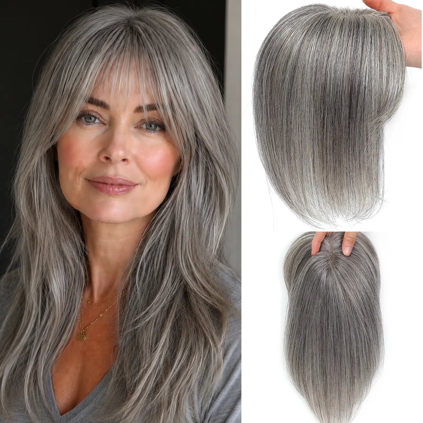 🔥🔥Human Hair Topper with Bangs🔥🔥 | Hair Piece for Thinning Hair